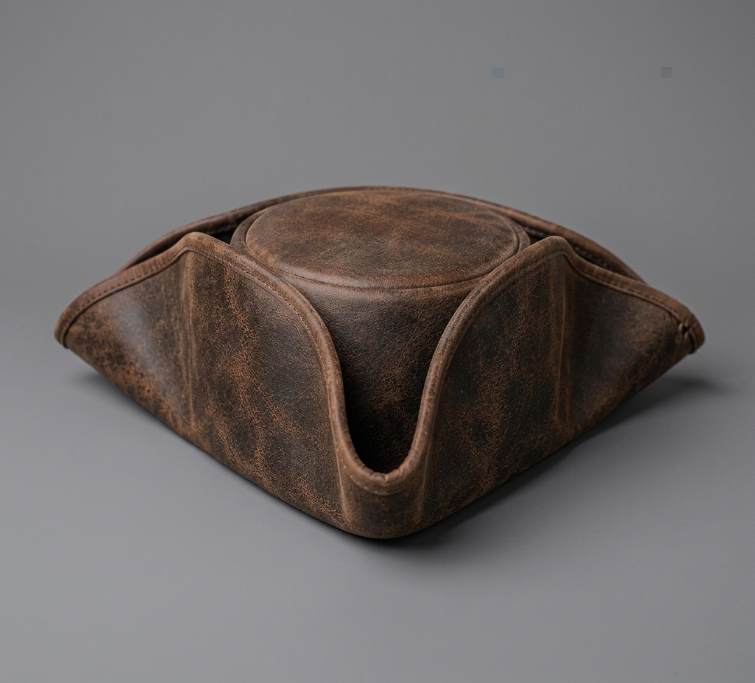 Leather Pirate Tricorn Hat handmade from leather in Sialkot Pakistan